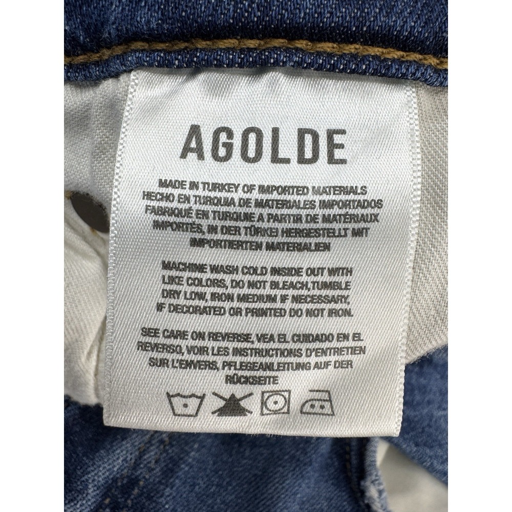 AGOLDE Kye Straight Jeans Womens 28 Blue Vintage Wash Cropped High Rise Boho - Picture 9 of 14